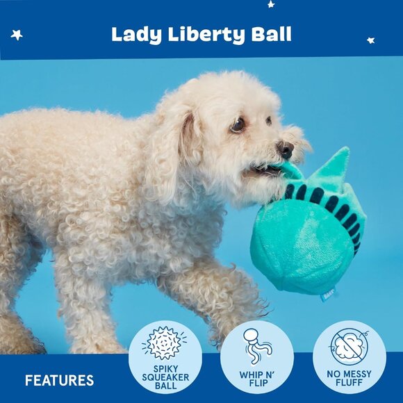 Lady Liberty Ball 2-in-1 Dog Toy - Plush Squeaky Toy for Large Dogs | Large - Picture 4 of 8